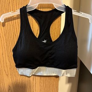 Black PUMA sports bra with removable pads